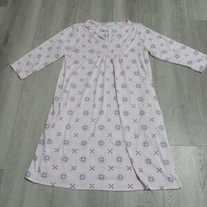 Croft & Barrow Light Pink Nightgown with Blue Floral Design